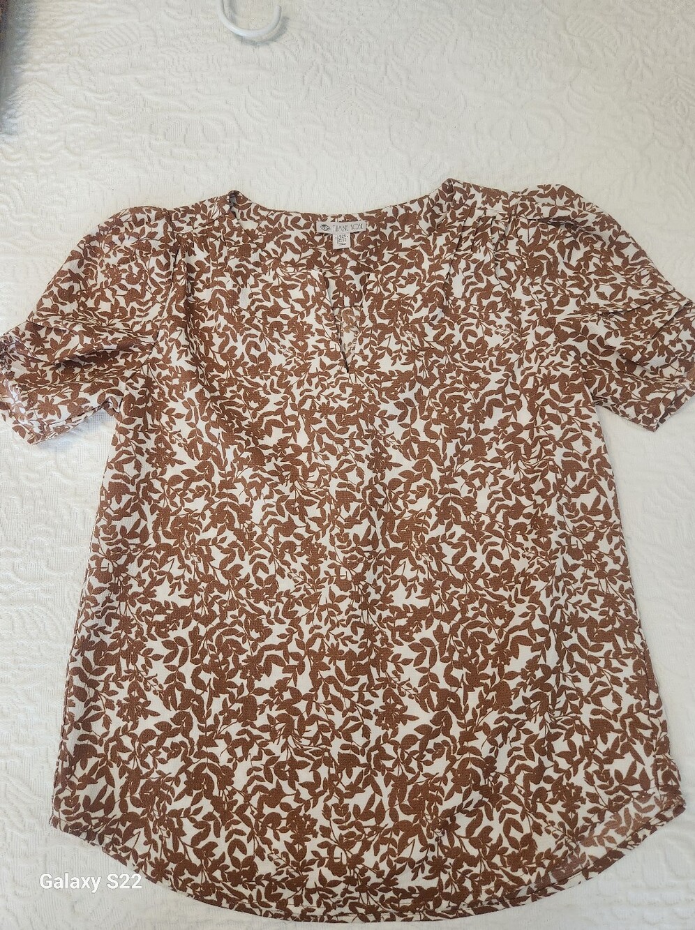 Eliane Rose Brown Floral Puff-Sleeve Blouse - Classic Women's Top